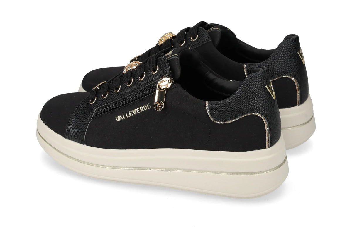 Valleverde scarpa sneakers donna con zeppa 35497 nera
