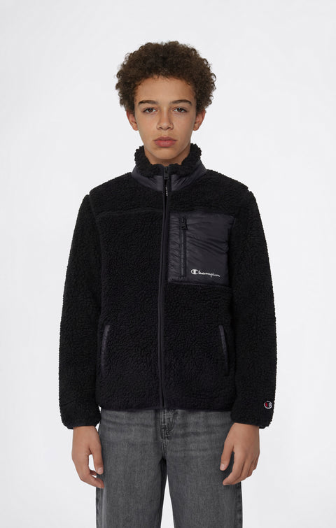 Champion Giacca Polar Teddy con Zip Intera da Bambino 307273 KK001 Nero