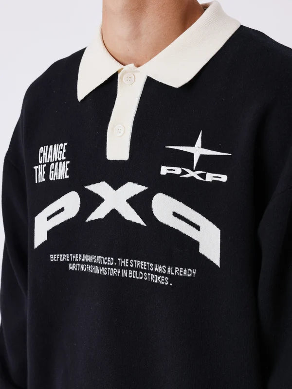 PXP Polo uomo manica lunga in maglia Matchday 2661014 BKCC nero