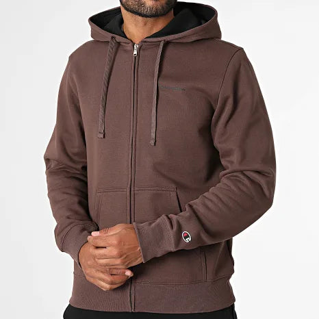 Champion tuta sportiva da uomo con full zip cappuccio 221658-MS578 cioccolato