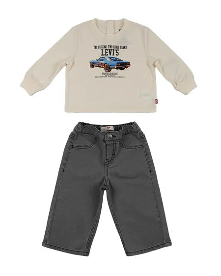 Levi's infant completo t-shirt manica lunga e jeans 6ER462-W0E egret
