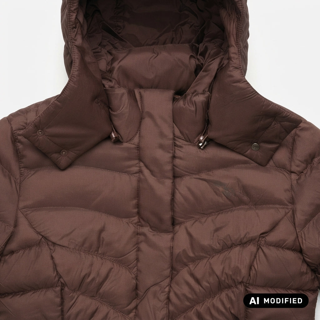 EA7 Armani Giubbotto lungo da donna con cappuccio 7W001532 AF16413 U6068 cioccolato