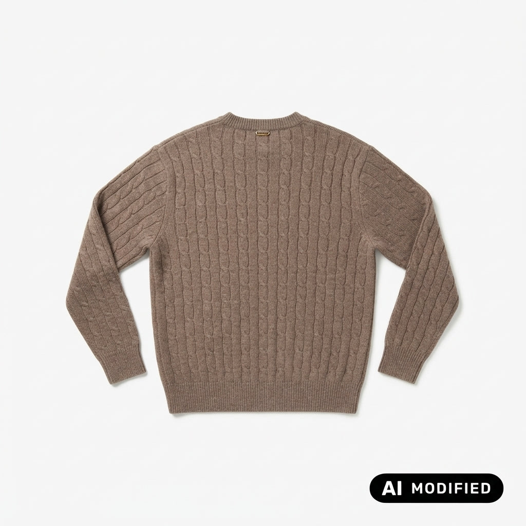 Griffai maglia over girocollo da donna in cashmere con trecce finezza 12 DGF6962 tortora
