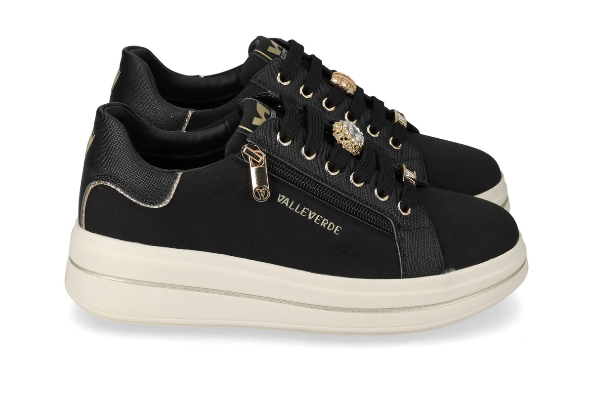 Valleverde scarpa sneakers donna con zeppa 35497 nera