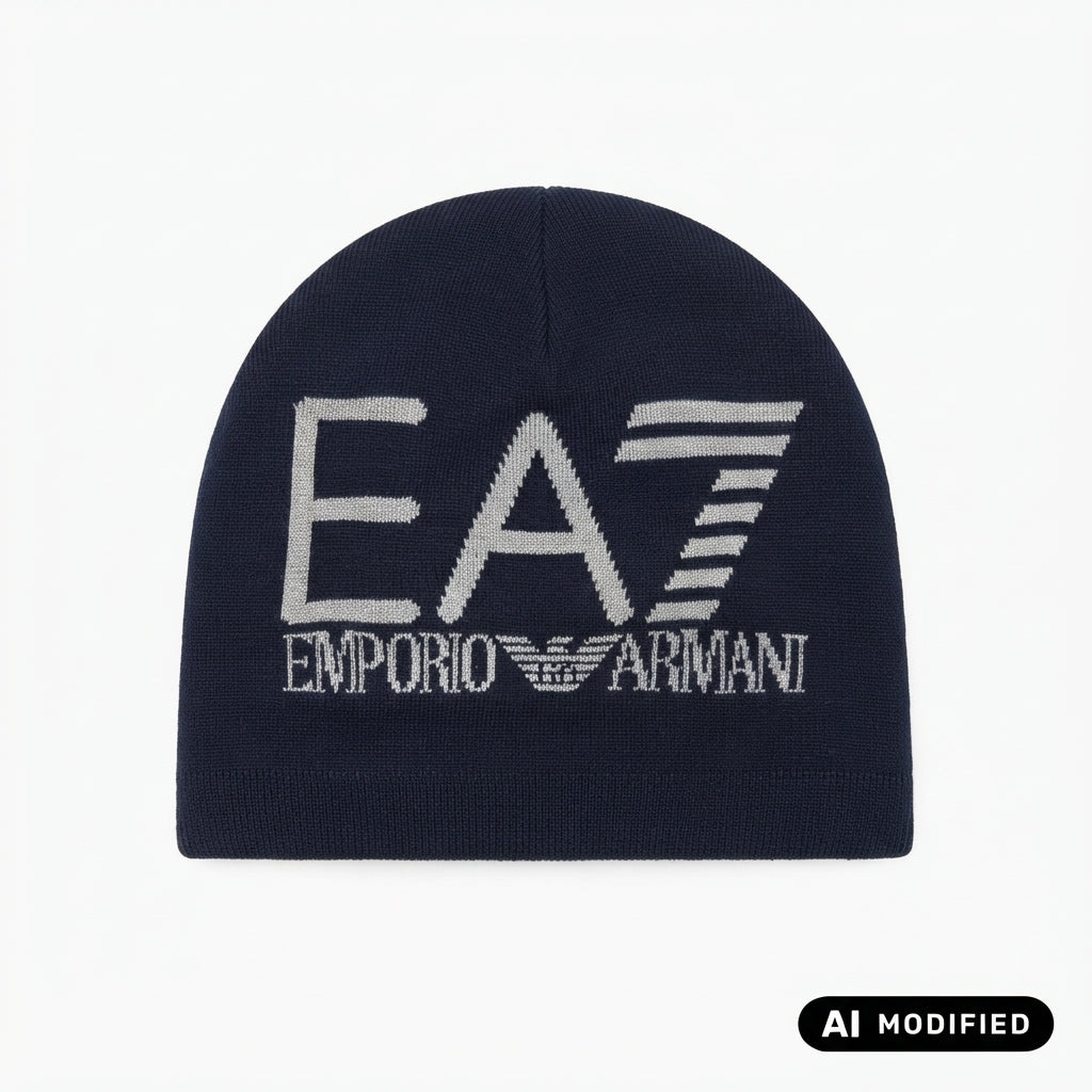 EA7 ARMANI Berretto con logo jacquard e risvolto Mountain Visibility 7X000006 AF11994 MB042 blu