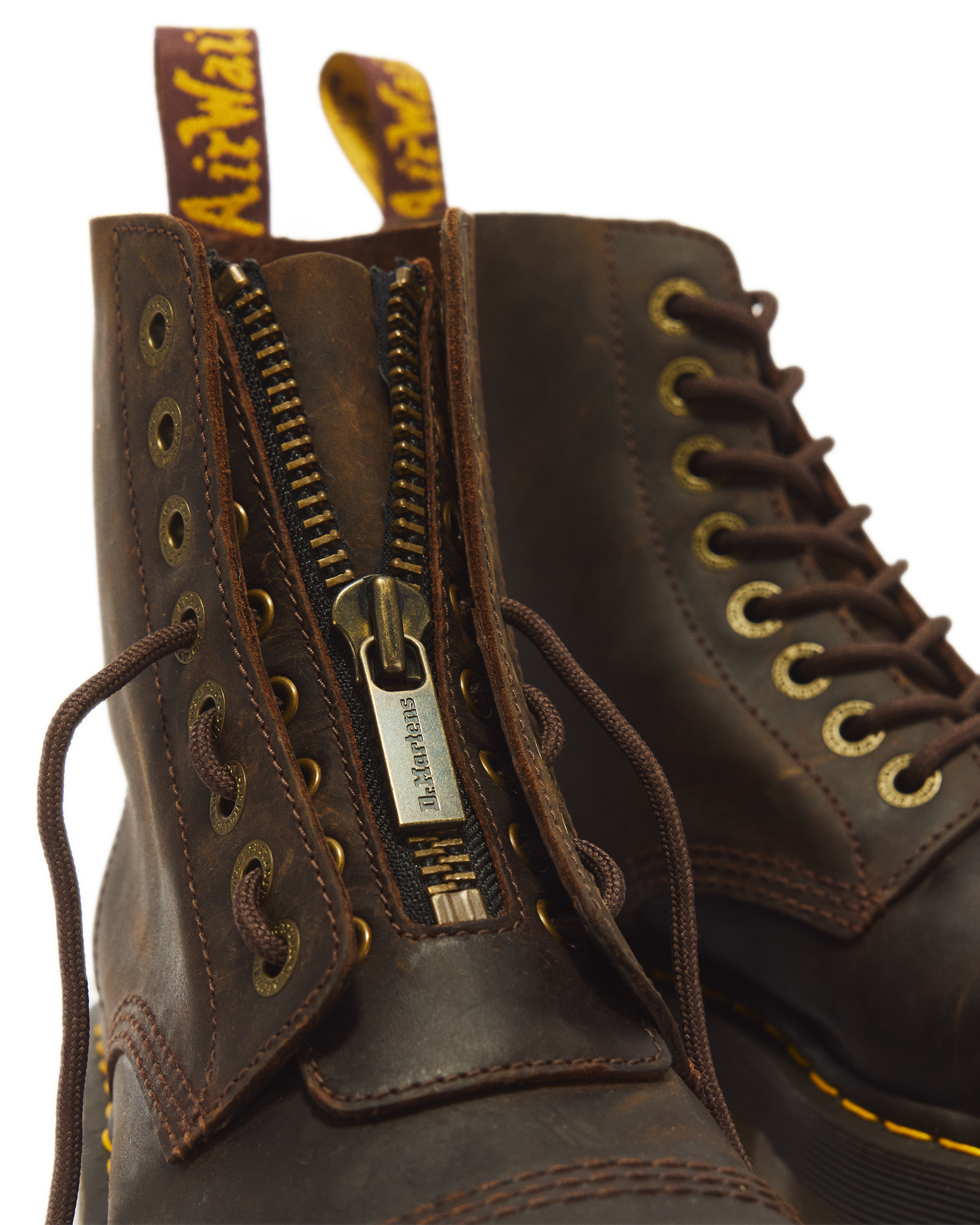Dr. Martens Sinclair 40910200 Donna Marrone - Stivale Platform Pelle Crazy Horse Zip