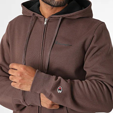 Champion tuta sportiva da uomo con full zip cappuccio 221658-MS578 cioccolato