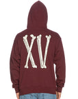 Propaganda Felpa Con Cappuccio XV Bones Hoodie 21FWPRFE559-14 bordeaux