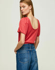 Pepe Jeans maglietta marmorizzata scollo barca PL505475 217 studio red