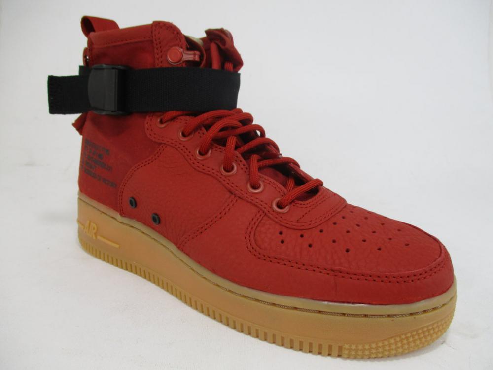 Nike scarpa alta in pelle e canvas SF Air Force 1 Mid 917753 600 dune red