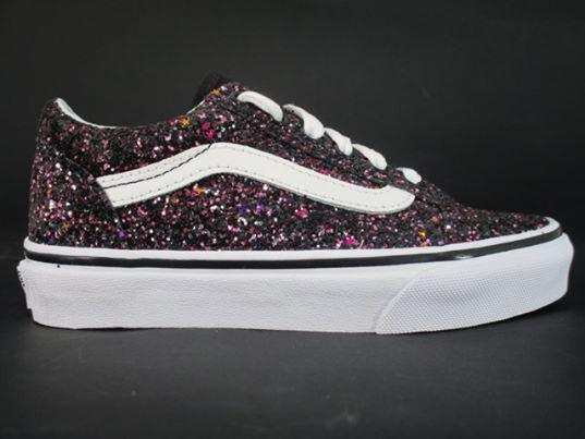 Vans scarpa sneakers da ragazza Old Skool VN0A38HBVIQ1 glitter stars nero scintillante-bianco