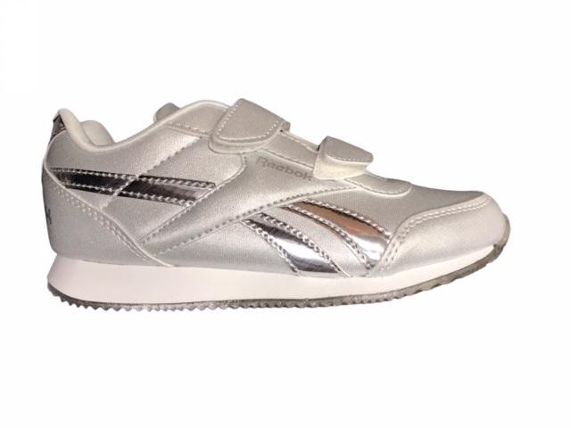 Reebok scarpa sneakers da bambina con velcro Royal CL Jogging 2.0 2V Kid FW8436 argento