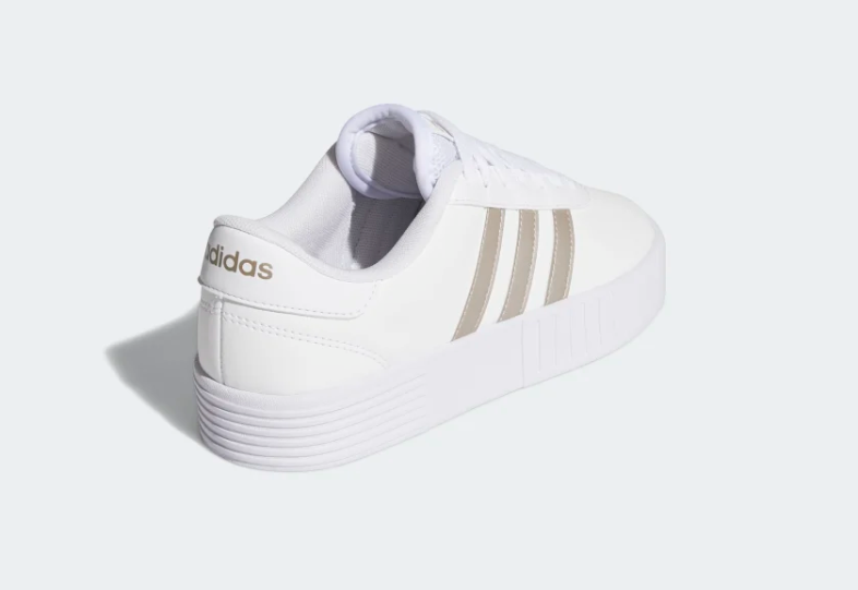 Adidas scarpa sneakers da donna con zeppa Court Bold FX3489 bianco-platino