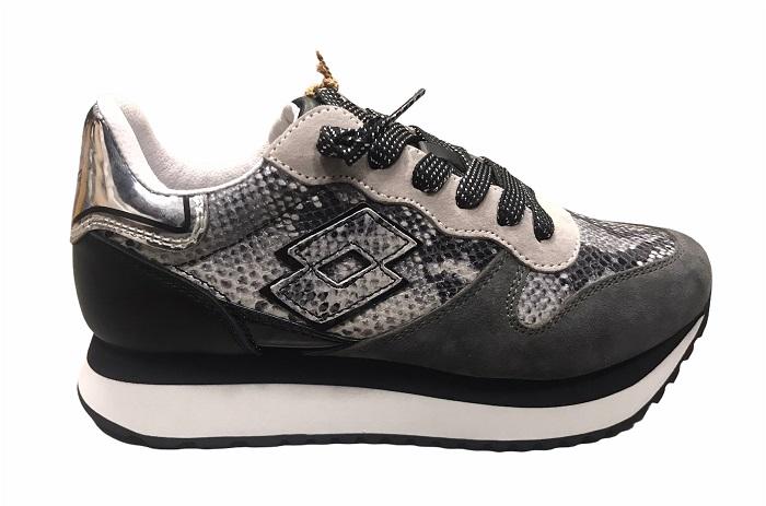 Lotto Leggenda sneakers bassa da donna Wedge Python 215091 1LT grigio asfalto-nero