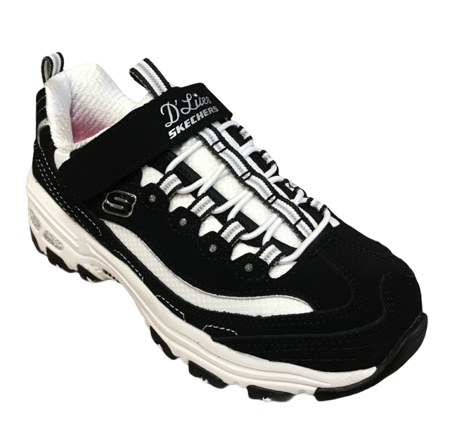Skechers sneakers da bambina e ragazza D&#39;Lites Crowd Appeal 80588L BKW nero bianco
