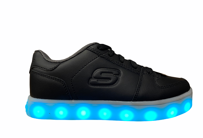 Skechers scarpa sneakers da bambino con le luci S Llight Energy Lights Elate 90601L BLK nero