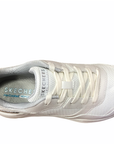 Skechers scarpa sneakers da donna con rialzo al tallone  Rovina Clean Sheen 155046/WHT bianco