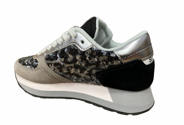 SUN68 scarpa sneakers da donna Kate Paillettes Z31221 4711 grigio scuro nero