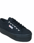 Superga scarpa sneakers da donna con zeppa 2790 Cotw Linea Up and Down S9111LW 996 nero