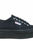 Superga scarpa sneakers da donna con zeppa 2790 Cotw Linea Up and Down S9111LW 996 nero