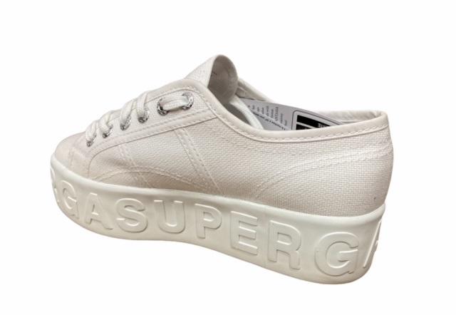 Superga sneakers con zeppa la donna Lettering 3D 2790 S71183W 901 bianco