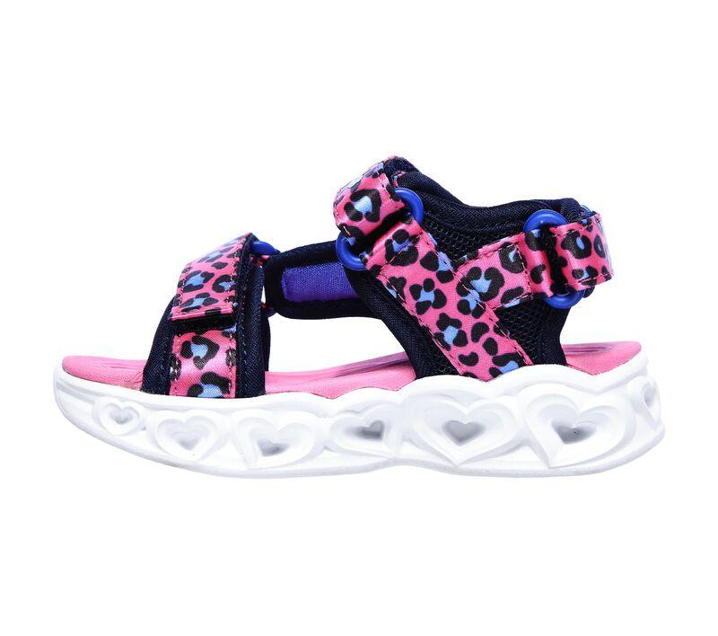 Skechers sandalo da bambina con le luci Lights Heart Sandal Savvy Cat 302090N/HPBL rosa-blu