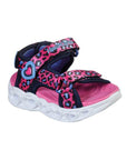 Skechers sandalo da bambina con le luci Lights Heart Sandal Savvy Cat 302090N/HPBL rosa-blu