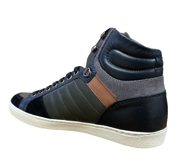 Le Coq Sportif scarpa sneakers da uomo in pelle Perpignan Mid 1520979 nero-grigio
