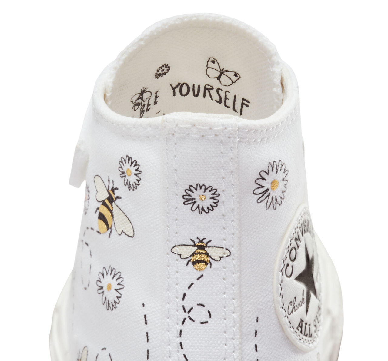 Converse Chuck Taylor All Star Easy-On Bees scarpa in tela alta A01619C white-black-yellow
