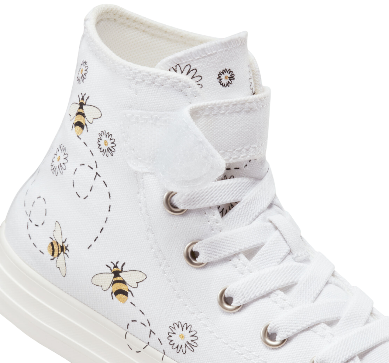 Converse Chuck Taylor All Star Easy-On Bees scarpa in tela alta A01619C white-black-yellow