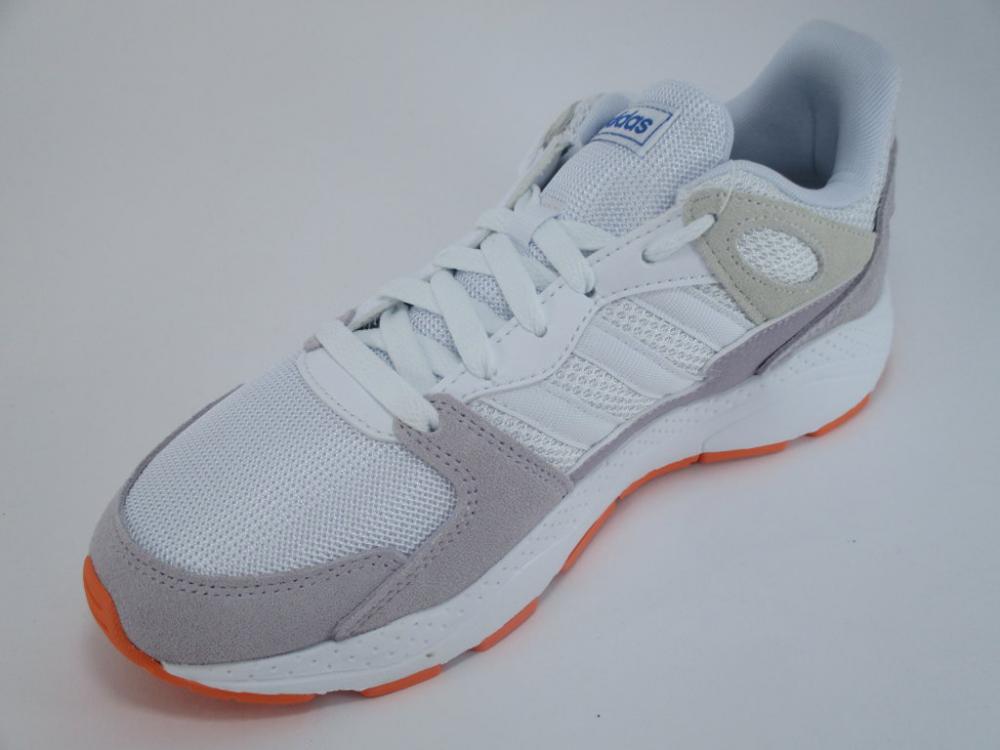 Sneakers Adidas Chaos EF1061 da ragazza, colorazione bianca, design moderno, vista laterale punta interna