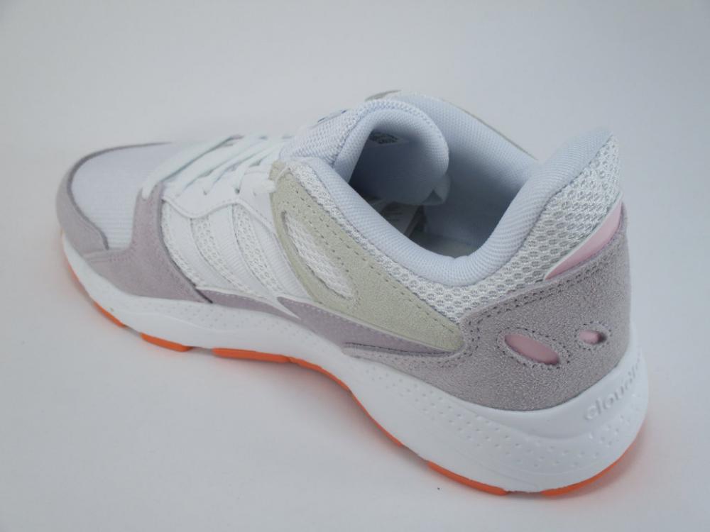 Sneakers Adidas Chaos EF1061 da ragazza, colorazione bianca, design moderno, vista laterale tallone interno