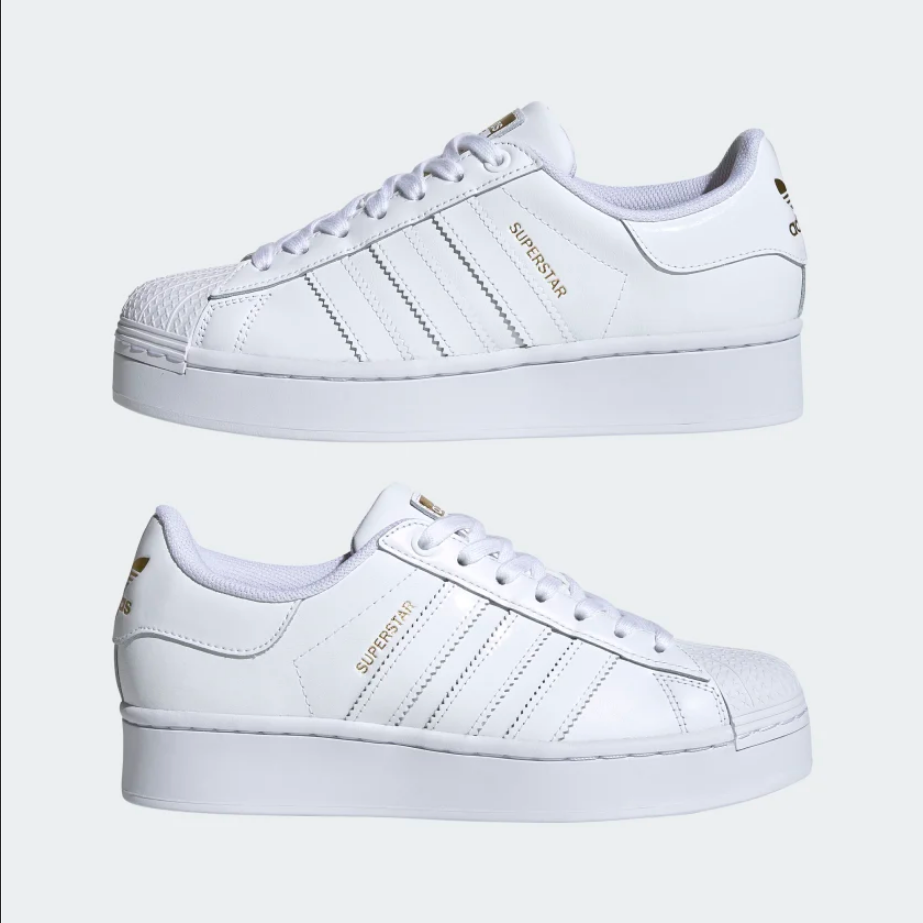 Adidas Originals sneakers con zeppa da donna Superstar Bold W FV3334 bianco-oro 6