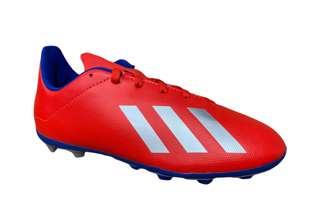 Adidas scarpa da calcio da bambino e ragazzo X 18.4 FxG J BB9379 rosso laterale