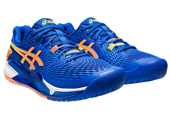 Asics Scarpa da Tennis da uomo Gel Resolution 9 1041A384-960 blu-arancio 2
