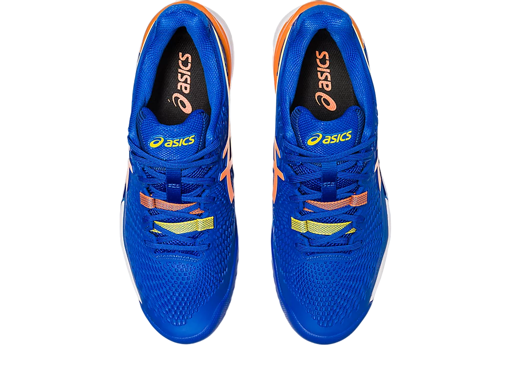 Asics Scarpa da Tennis da uomo Gel Resolution 9 1041A384-960 blu-arancio 4