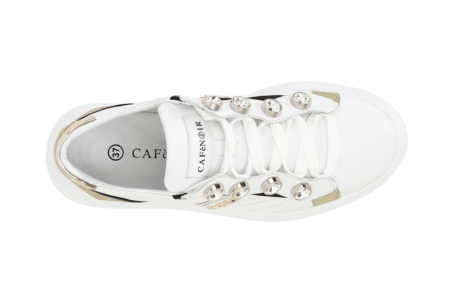 CafèNoir Sneakers da donna in pelle con strass C1DE1620 W001 white