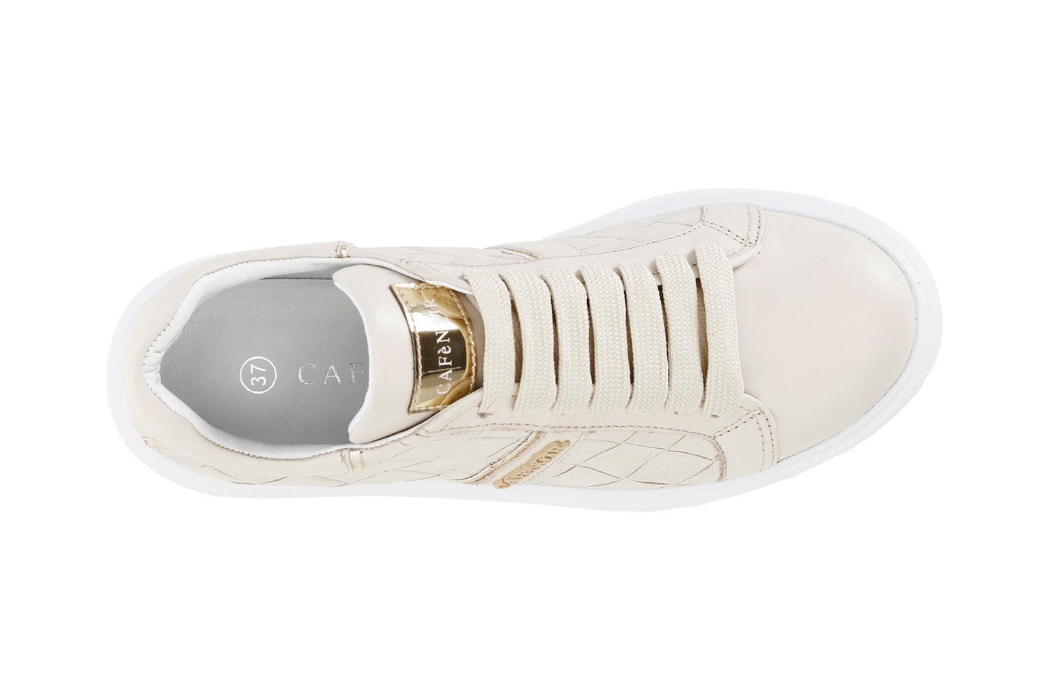 CafèNoir scarpa sneakers in pelle con stampa intreccio C1DE1820 M008 beige