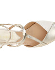 CafèNoir Ballerina in nappa laminata con laccio alla caviglia C1ED4370 W070 osso platino