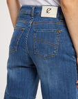 CafèNoir Pantalone Jeans da doonna Coulotte con orlo sfrangiato C7JJ0065 B048 blu medio