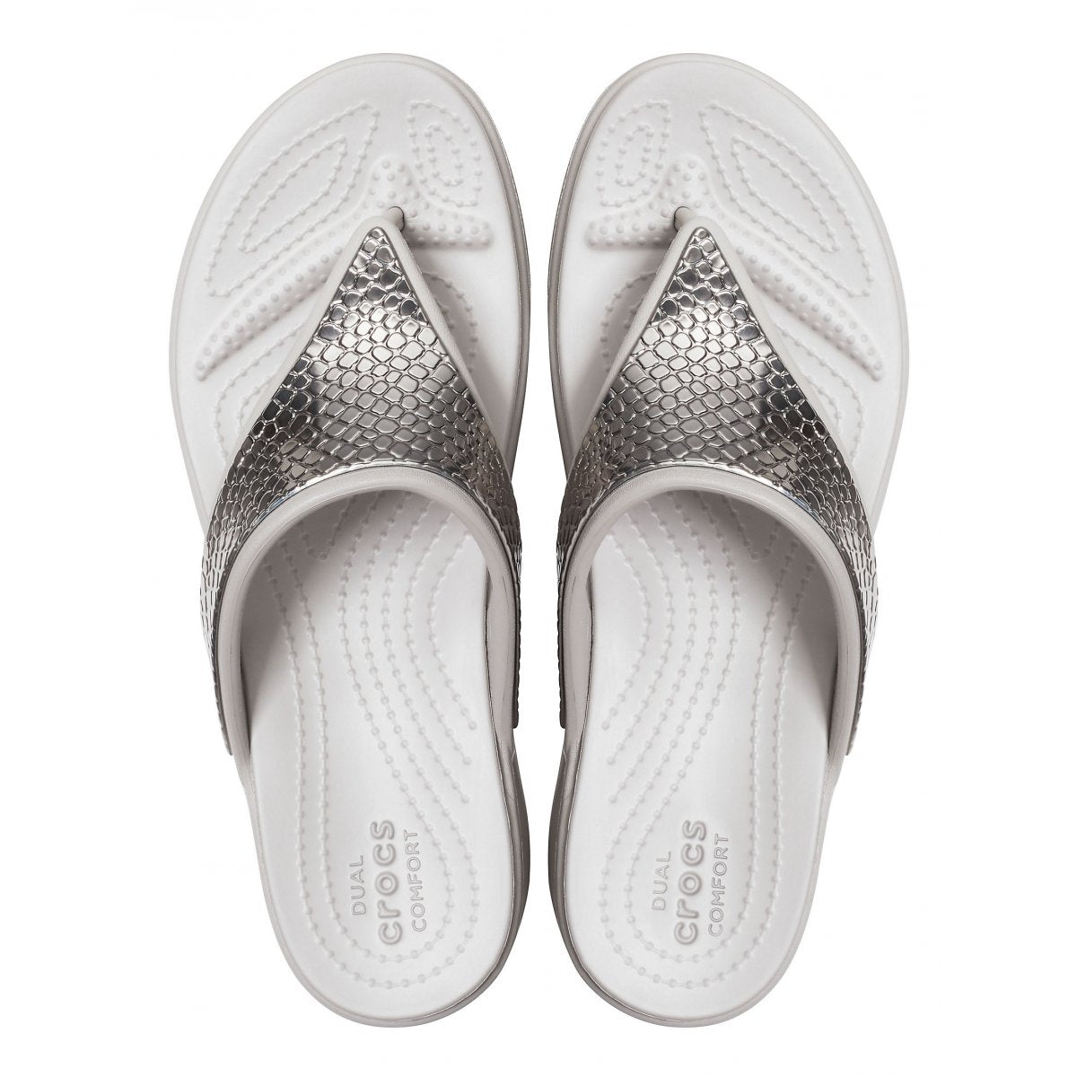 Crocs sandalo infradito da donna  Monterey Wedge Flip W 206303-0GO argento platino