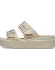 Crocs Sandalo da donna con zeppa Brooklyn Snake Buckle Low Wedge W 208244-1FR vanilla-multi