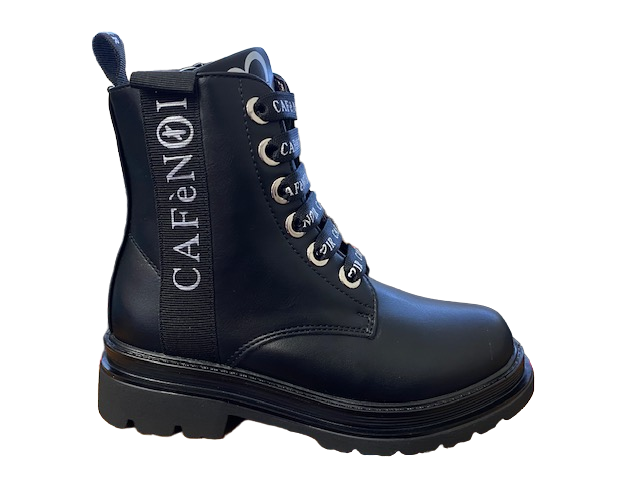 CafèNoir Anfibio da ragazza con Zip interna e scritta laterale e sul laccio c-16912 1542 nero