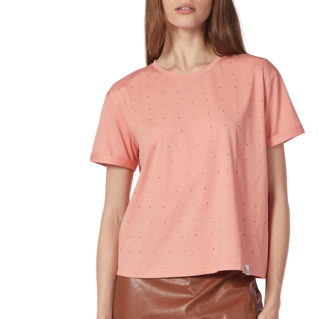 CafèNoir T-shirt da donna con strass C7JT0121R002 rosa