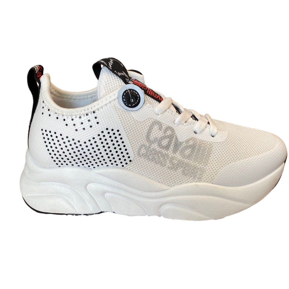 Cavalli Class Sport sneakers casual da donna con zeppa S00CW8635 100 bianco