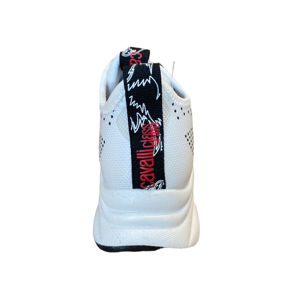 Cavalli Class Sport sneakers casual da donna con zeppa S00CW8635 100 bianco 3