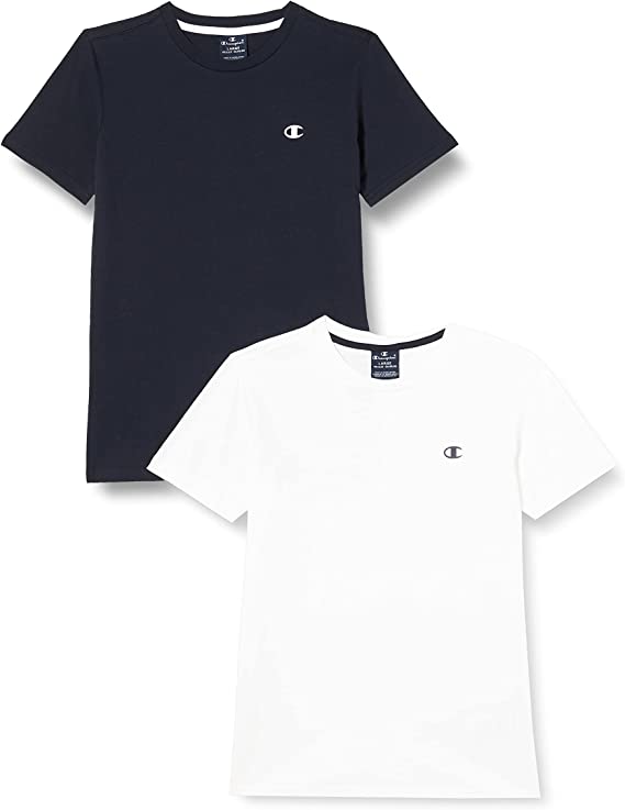 Champion 2T-shirt da ragazzo manica corta Legacy Basic C-Logo 306023 WW001 WHT/NNY bianco blu