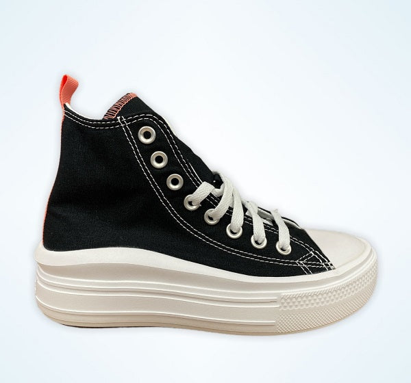 Sneakers Converse Chuck Taylor All Star Move 271716C nero-rosa-bianco con platform rialzato per ragazze, design moderno e comfort