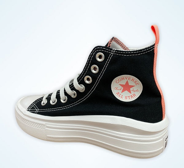 Sneakers Converse Chuck Taylor All Star Move 271716C nero-rosa-bianco con platform rialzato per ragazze, design moderno e comfort