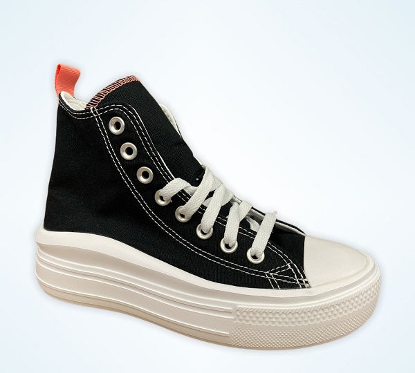 Sneakers Converse Chuck Taylor All Star Move 271716C nero-rosa-bianco con platform rialzato per ragazze, design moderno e comfort